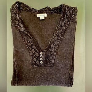 Sundance Lace- Edged V-Neck Top